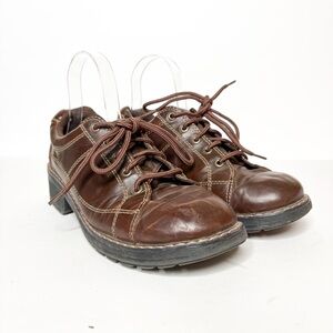 VTG Y2K Lower East Side Dr. Marten Look Chunky Brown Leather Shoes Size 8.5